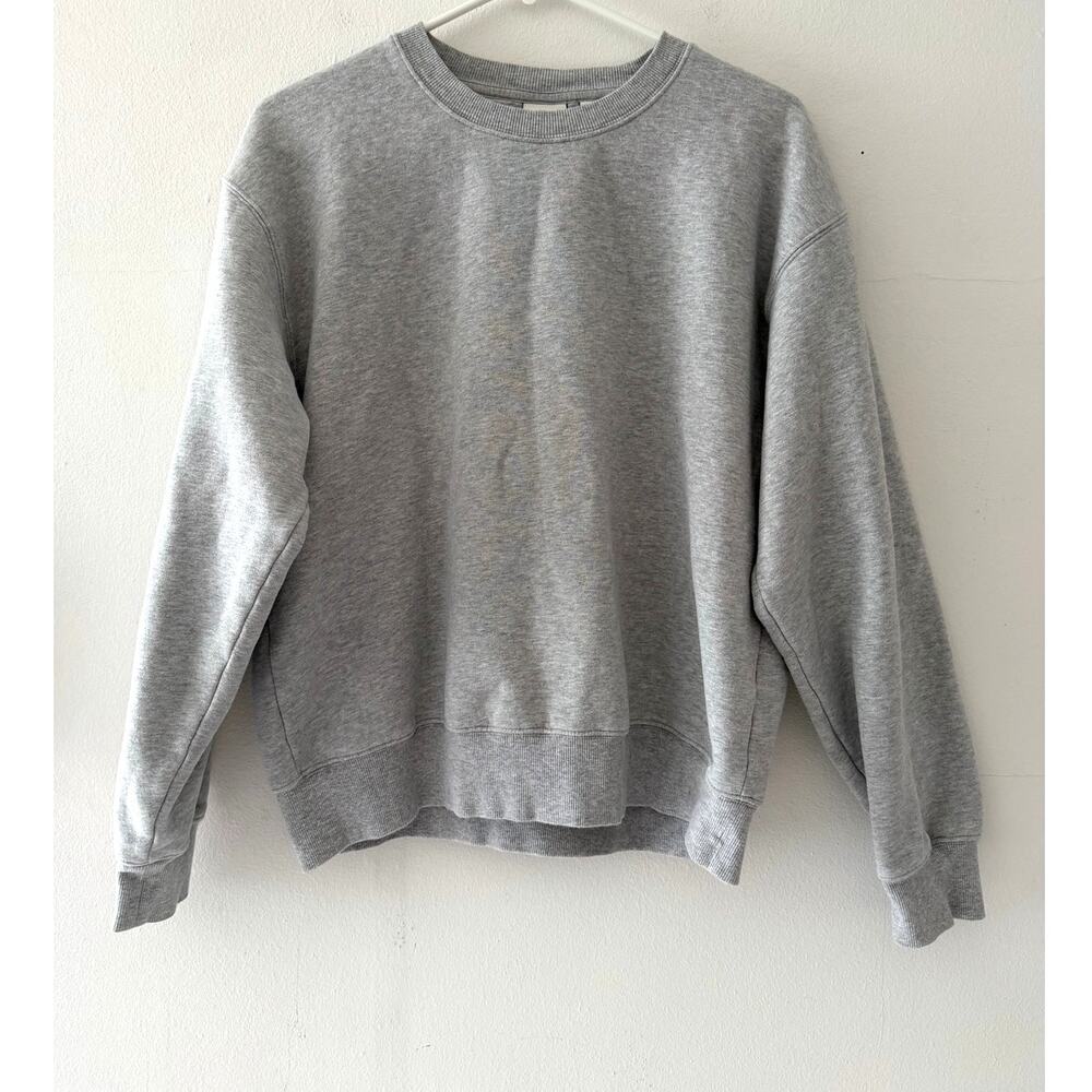 Aritzia Perfect Fit Sweatfleece Crewneck Logo Sweatshirt Gray Size Medium VGC